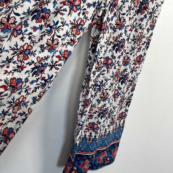 Loft Beach short cap drawstring sleeve V neck elastic waist floral jumpsuit XXS - Picture 7 of 11